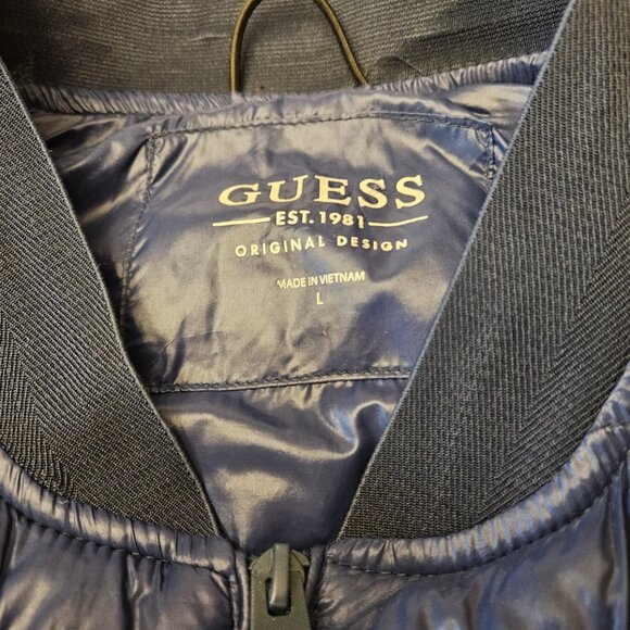 Guess Lightweight Navy Nylon Puffer Jacket -- Large - Picture 3 of 7